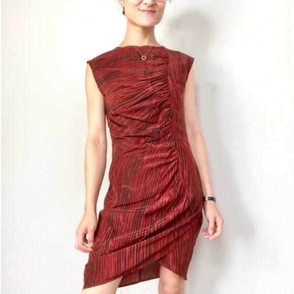 NO.6 STORE NYC Variegated Stripe Asymmetric Silk Hand Sewn Dress 1 S $465 - Picture 1 of 12